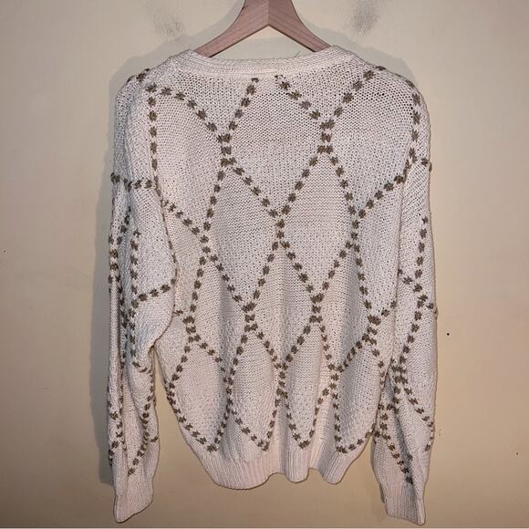 VINTAGE CLIFFORD & WILLIS chunky knit gold embroidered cardigan M - Picture 5 of 5